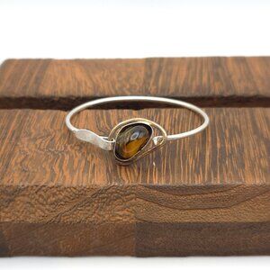 5 1/2 Inch 925 Sterling Silver Handmade Glass Petite Rustic Bracelet